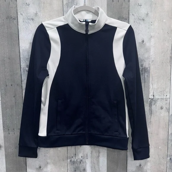 Tori Birch Tori Sport Colorblock Navy & White Track Jacket Sz. Medium - Picture 3 of 12